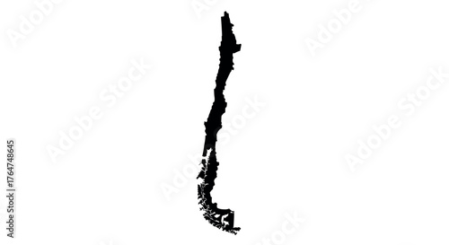 Minimalist black silhouette map of chile isolated on white background
