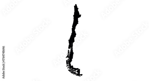 Minimalist map silhouette of chile in black and white design