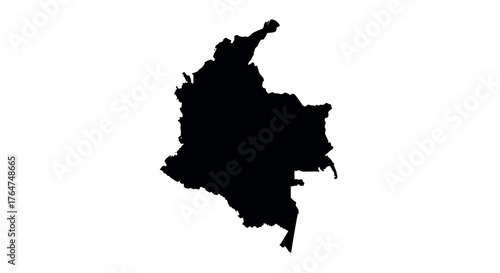 Silhouette map of colombia on white background for design projects