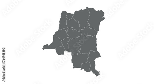 Democratic republic of the congo map with provincial borders