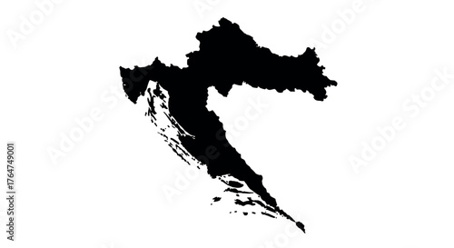 Grunge black silhouette map of croatia on white background