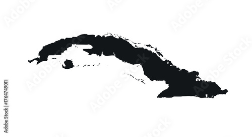 Cuba silhouette map black and white design