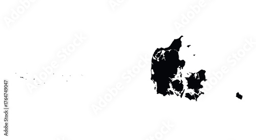 Denmark and faroe islands silhouette map with minimalist design