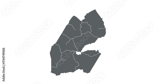 Simple gray map of budapest districts with clean borders on white background