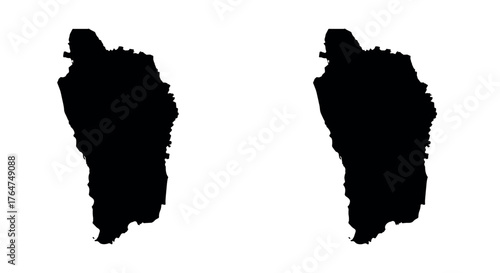 Saint lucia map silhouettes: detailed black and white island shapes