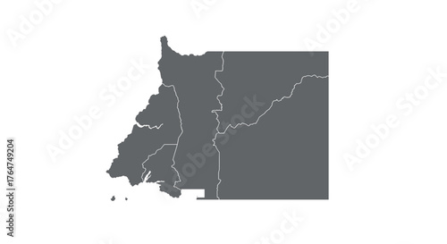 Cameroon silhouette map with bold borders on white background