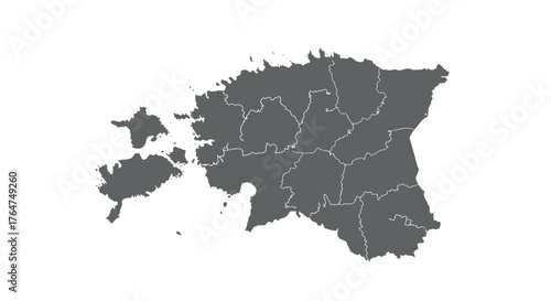 Estonia map outline with regions delineated in minimalist style