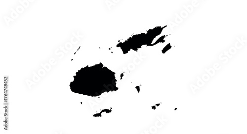 Silhouette map of fiji islands in black on white background