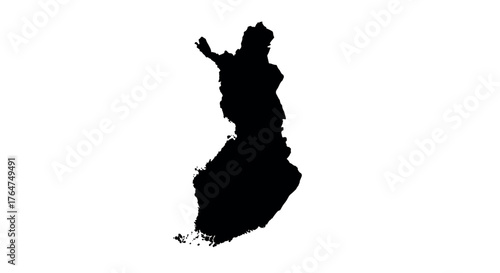 Finland country outline black silhouette on white background