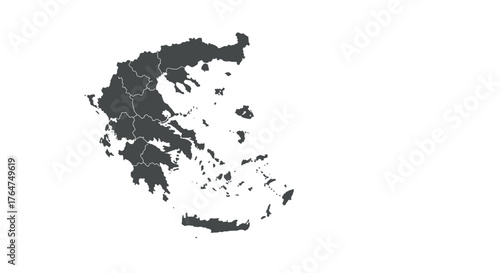 Minimalistic outline map of greece with regional borders
