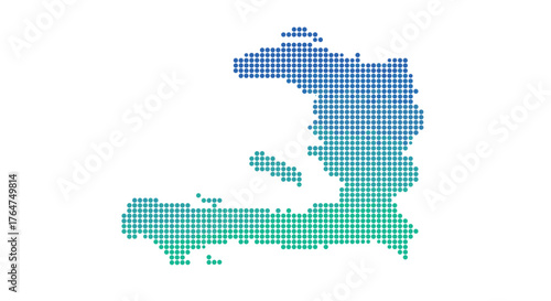 Gradient dot map of haiti showing geographic boundaries