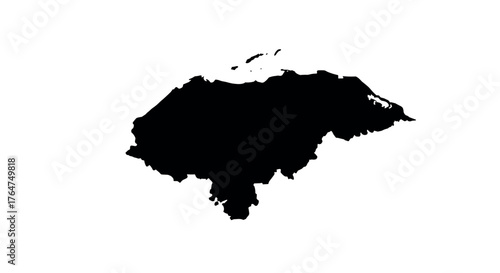 Black silhouette outline of honduras on white background