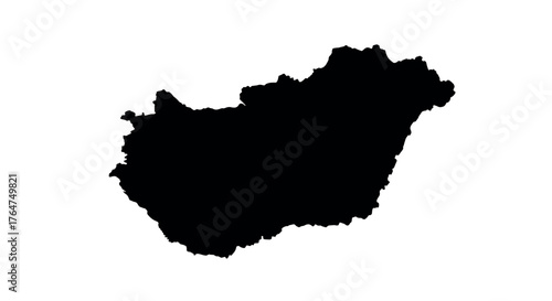 Silhouette of hungary map on white background