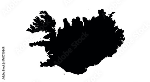 Silhouette map of iceland: bold black outline on white background