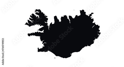 Silhouette map of iceland on white background