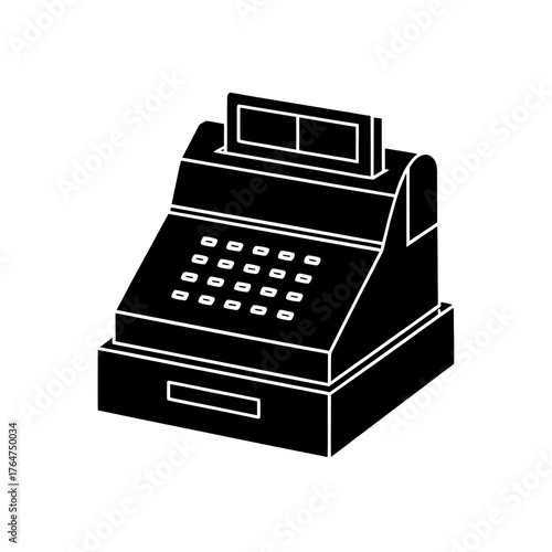 Retro cash register illustration symbolizing retail sales and financial transactions for business concepts