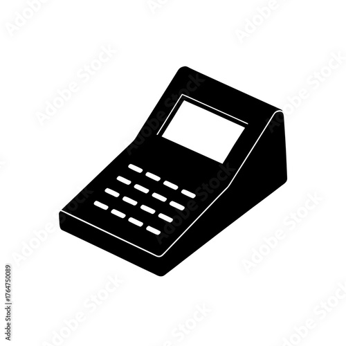 Modern point of sale terminal for streamlined business transactions, simple black icon for finance and retail