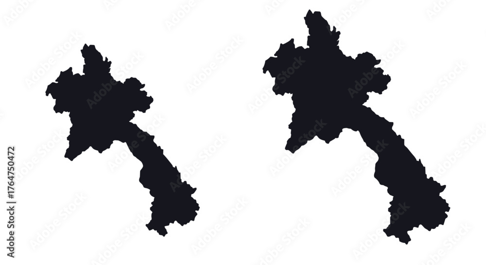 Obraz premium Silhouette map of laos: black outline on white background