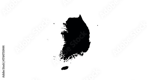 Silhouette map of south korea with minimalist design on white background