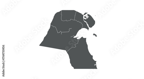 Minimalist map of kuwait with defined borders on white background