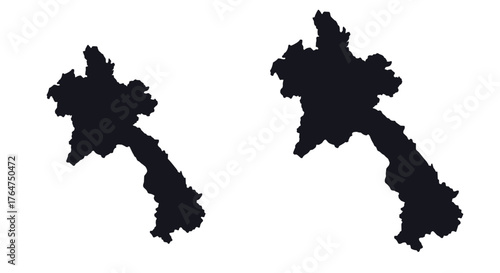 Silhouette map of laos: black outline on white background