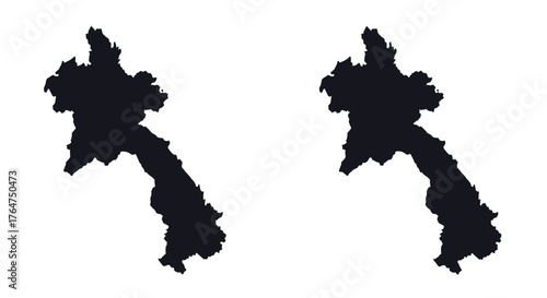 Silhouette map of laos in monochrome style on white background