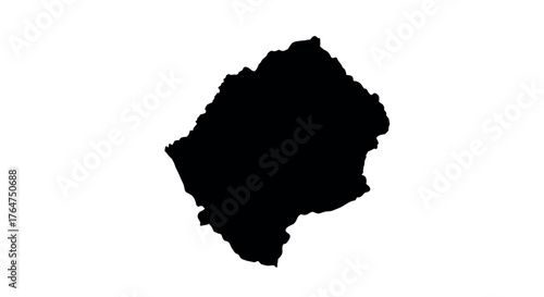 Lesotho country silhouette map outline in black on white background