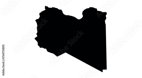 Silhouette of libya: bold black outline of north african country