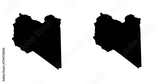 Libya map silhouette collection on white background