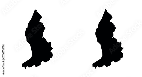 Silhouette of global locations: suriname and cyprus outlines on white background