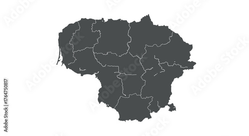 Lithuania map outline with regions highlighted in minimalist style