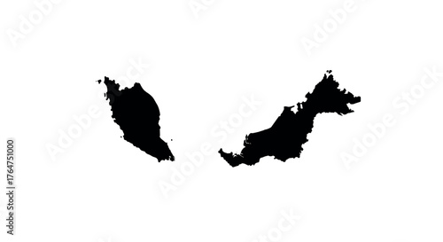 Minimalist malaysia bold black silhouette map with clear white background