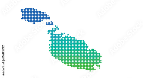 Dotted gradient map of malta in blue and green