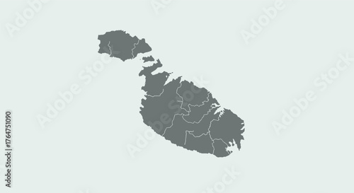 Detailed outline map of malta with regional borders