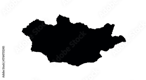 Silhouette map of mongolia on white background for geographic and educational uses