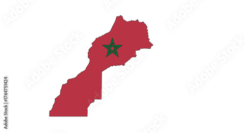 Map of morocco with national flag design
