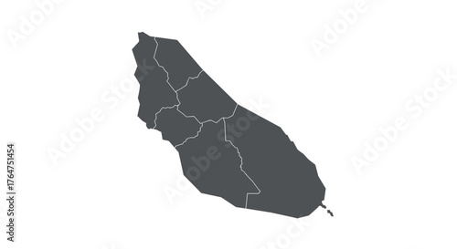 Monochrome map outline of socotra island with district borders
