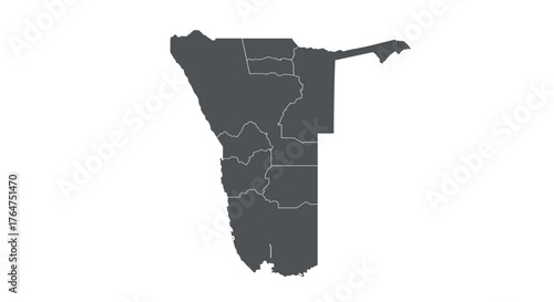 Namibia map with regional borders on white background