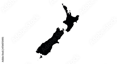 New zealand map silhouette in black perfect for travel and geography designs