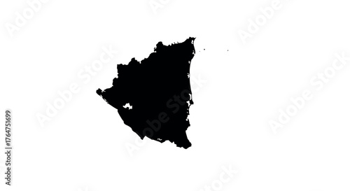 Detailed silhouette of nicaragua map on white background