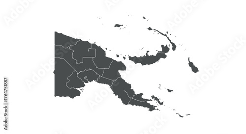 Papua new guinea map with country borders in gray silhouette style