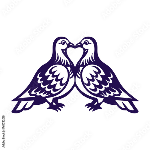 Kissing Doves Silhouette - Love and Peace Symbol Pair of simple kissing doves or lovebirds facing each other
