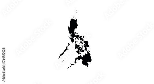 Black silhouette map of the philippines on white background