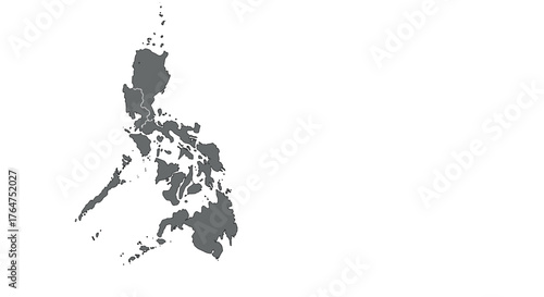 Simple grayscale map of the philippines with detailed islands on white background