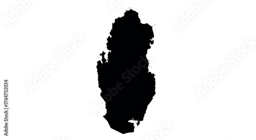 Silhouette map of qatar on white background with detailed contours