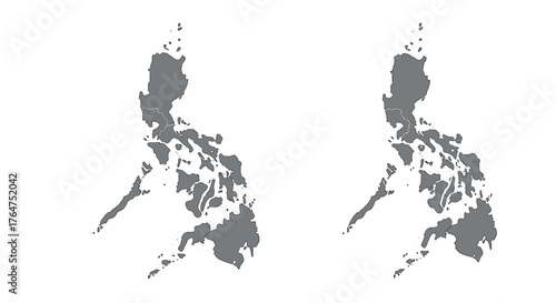 Gray silhouette map of the philippines isolated on white background
