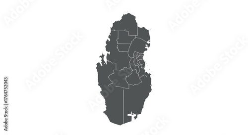 Silhouette map of qatar with administrative divisions