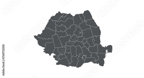 Detailed romania map with regional borders in flat style