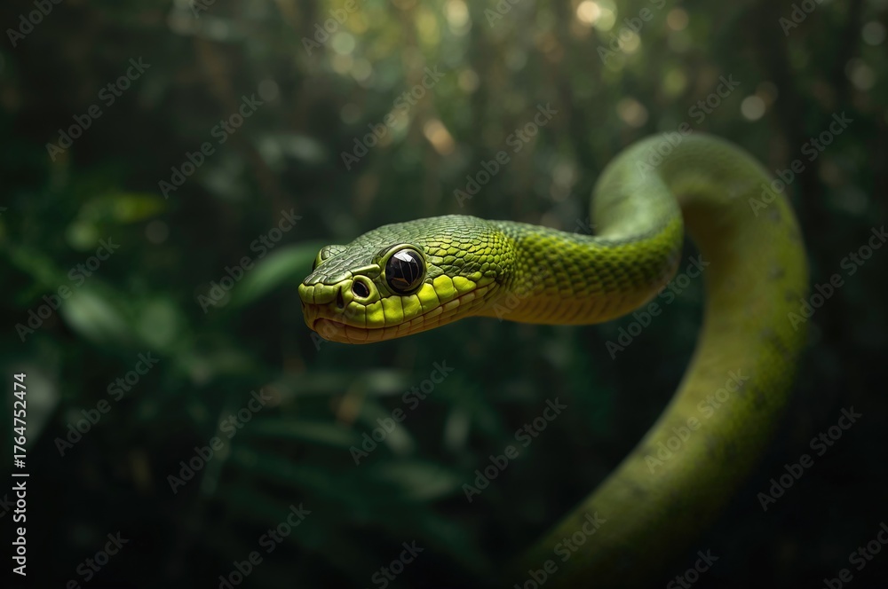 Fototapeta premium Close-up of the head of a Trimeresurus puniceus snake