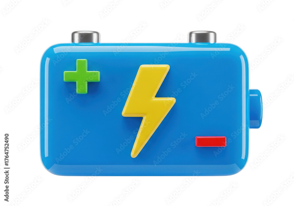 Fototapeta premium Blue battery icon isolated on transparent background